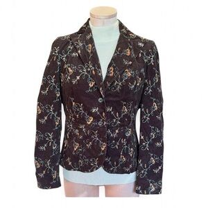 Goodclothes Floral Embroidered Corduroy Blazer